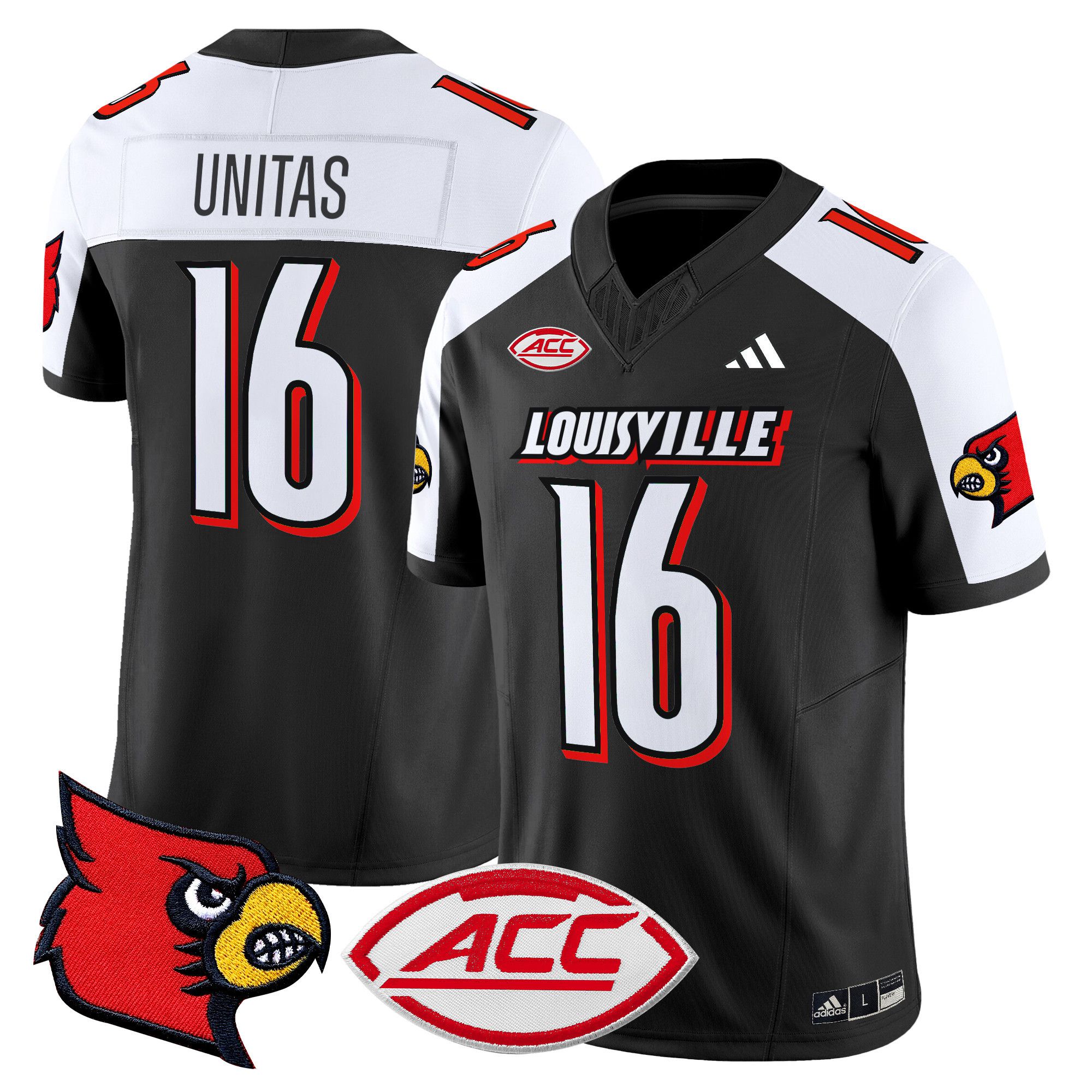 Men Louisville Cardinals #16 Unitas Black 2024 Vapor Limited NCAA Jersey
